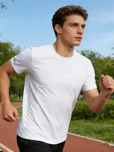 Men's Outdoor Quick-Dry Short Sleeve Running Top, Breathable Lightweight Design, Reflective Strips, Spring Summer Active Wear