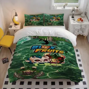 3pcs Blox Fruits T Rex Patterned three-piece set, soft and comfortable bedding set, suitable for family bedroom and guest room, the best gift for family, friends and loved ones, suitable for bedroom, and room, 1 Duvet Cover + 2 Pillowcases (No Insert)