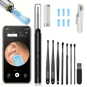 Earwax Cleaning Tool Set, Earwax Cleaner with Camera, with 8-Piece Set and 6 Ear Picks, Suitable for iOS and Android Devices, Valentine's Day Gift, Holiday Gift, Birthday Gift, Earwax Cleaning Kit