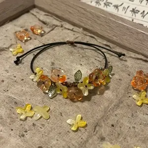 Moonflower Stone Beaded Bracelet Handmade Adjustable Wristband, Irregular Stones Jewelry, Versatile Accessory for Women