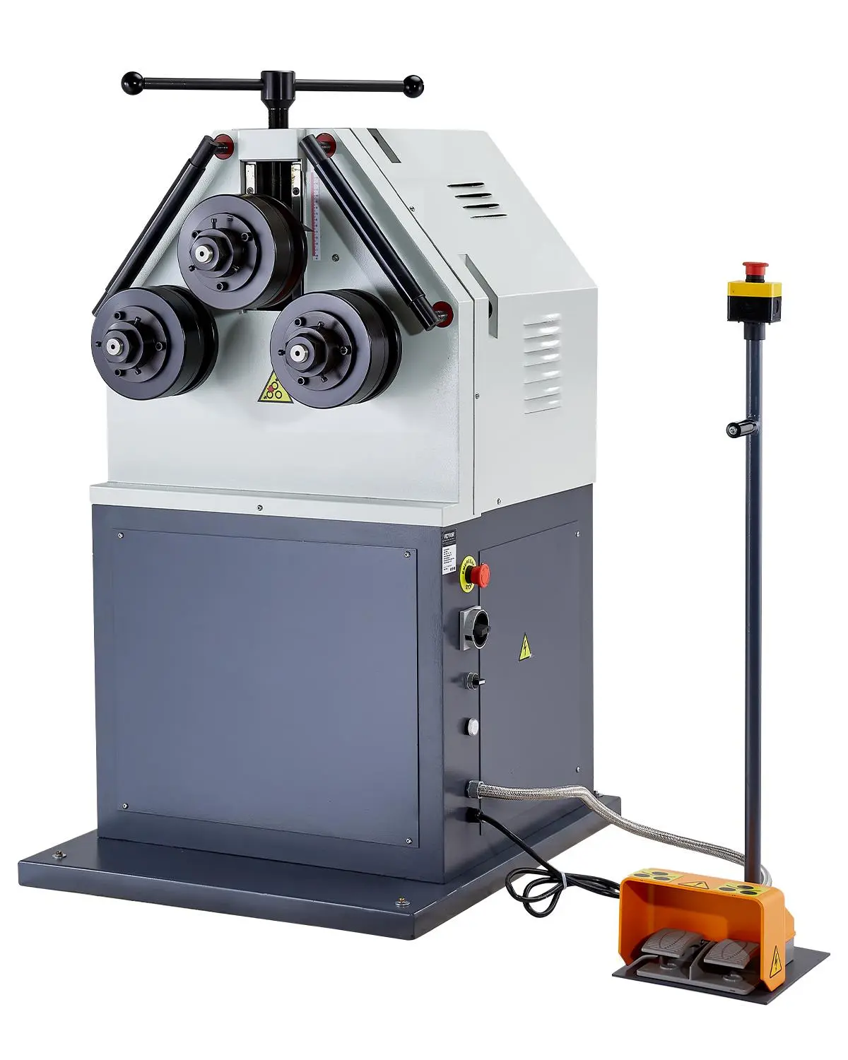 【DealsForYouDays】VEVOR 2.2KW Electric Roll Bending Machine, 3-Roller Electric Pipe Bender Machine with 180° Maximum Bending Angle & Reversible Foot Switch, Support Horizontal/Vertical Operation (220V 60Hz 3-Phase)