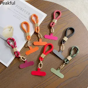 Color mobile phone lanyard dopamine keychain anti-lost wristband rope car keychain hook-up anti-lost lanyard