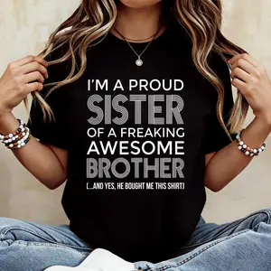 Vintage Style Unisex Hoodie – Proud Sister and Awesome Brother Funny Round Neck Sweatshirt