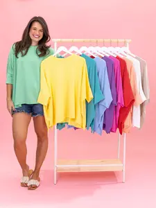 Raised Rib Easy-Fit Dolman 3/4 Sleeve Top by DD Design | Reg - Plus