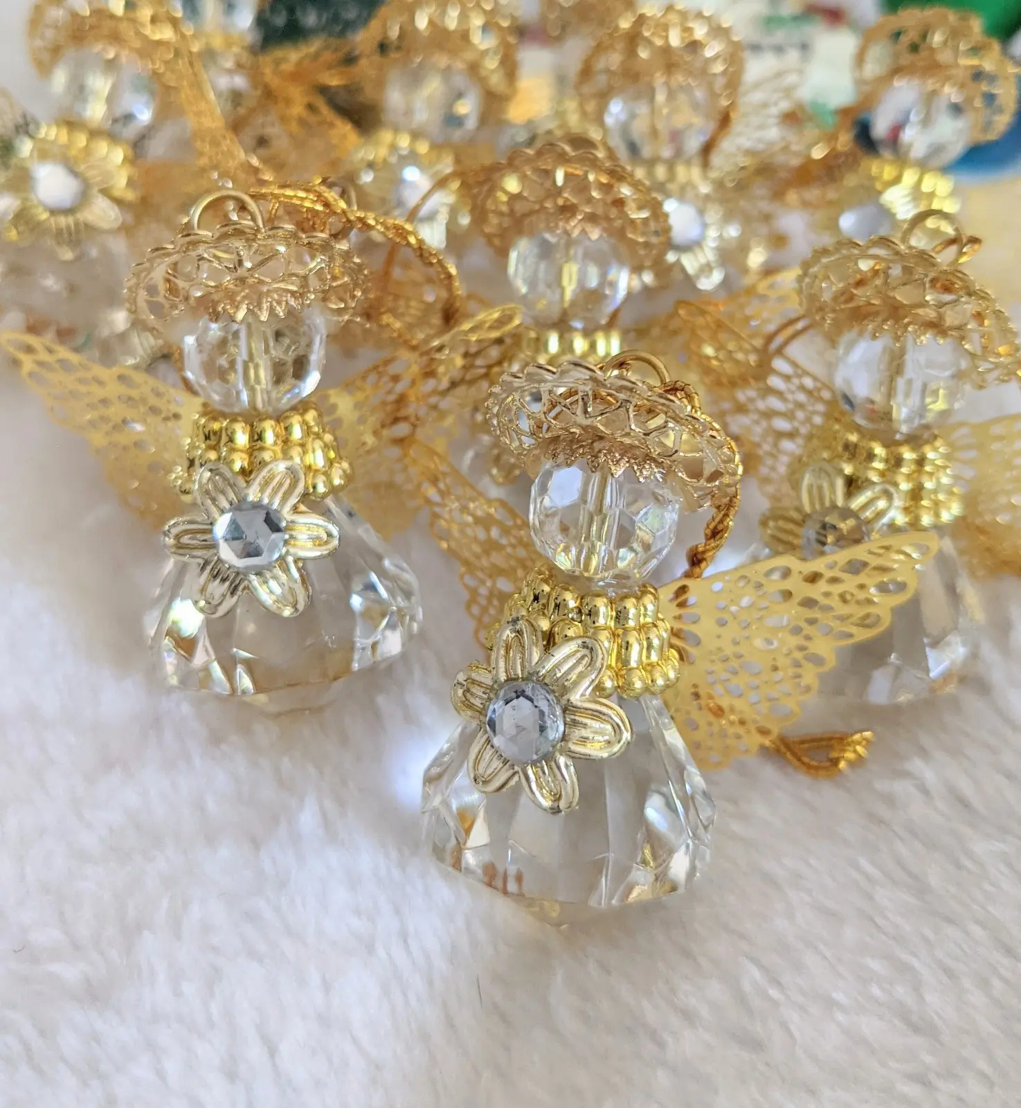 Clear Angel Ornaments for Hanging, Christmas Tree, Car Rear Mirror, Office, Gift for Housewarming, Party Planners, Pack of 12