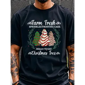 Christmas Tree Farmboy Funny Holiday Crew Neck T-Shirt for Men - 100% Cotton Festive Xmas Tree Farm Design Casual Tee