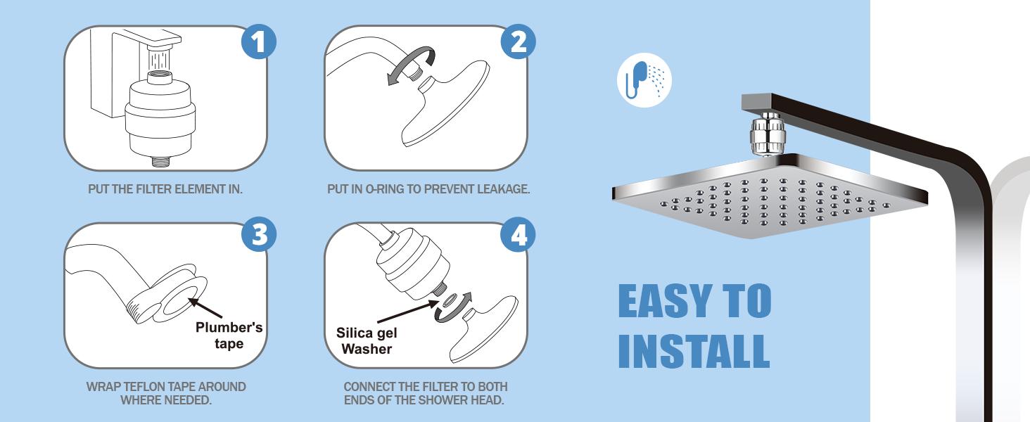 Shower Filter, 20 Stage Shower Head Filter for Hard Water with High Output Shower Water Filter to Remove Chlorine, Fluoride and Other Impurities, Improves Skin Condition, Protects Hair