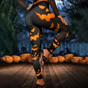 Women's fashion Halloween leggings, pumpkin and ghost pattern, new Halloween collection, comfortable stretch, perfect for parties, costumes Women's Leggings, Yoga Pants, High Waist Hunting Tights, Women's Outdoor Fitness Outfit