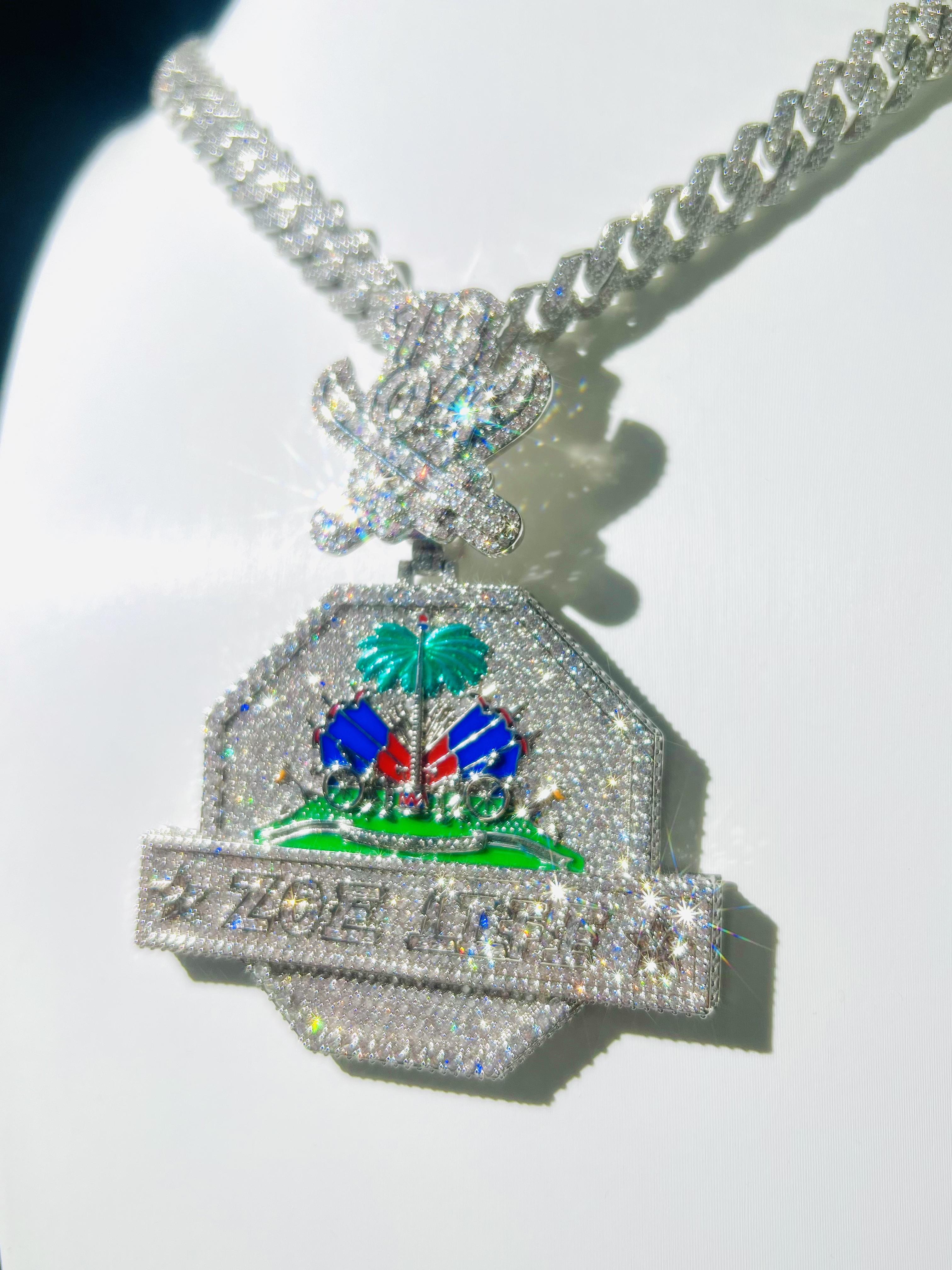 Custom jewelry coconut tree pendant, luxury high-end icy pendant, chilled cartoon medal, men's hip-hop real gold-plated VVS, fashionable trendy hip-hop style jewelry ...