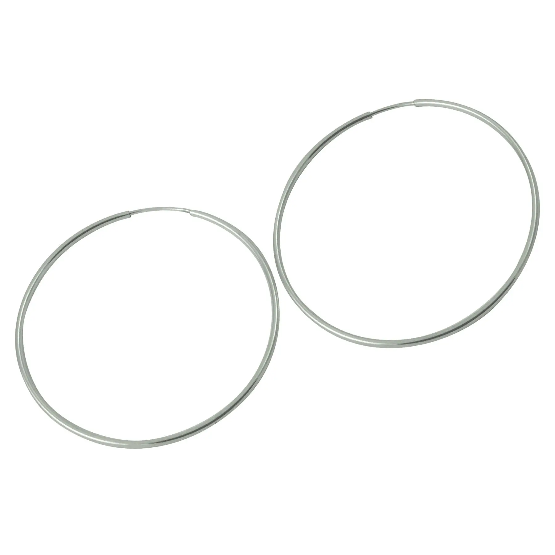 Sterling Silver Large Plain Endless Hoop Earrings