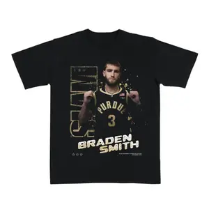 SLAM Braden Smith Purdue Basketball T-Shirt – Black Vintage Graphic Tee Featuring College Basketball Star Design for Sports Fans.