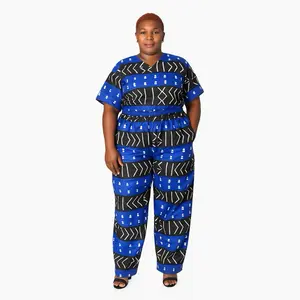 Two piece African print . Womenswear Pants Top Clothes Everyday Shortsleeve Suits