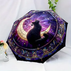 Automatic Open-Close Windproof Umbrella, Elegant Dragonfly Pattern, Portable Foldable Design, Perfect Gift for Halloween & Christmas