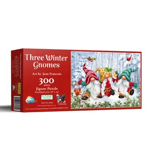 SunsOut Three Winter Gnomes 300 piece Jigsaw Puzzle for Adults 18" x 24" Holidays