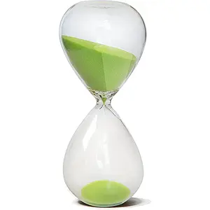 Hand Blown Sand Timer Set for Time Management 15 Minutes Durable Glass Construction (15 min, Green)
