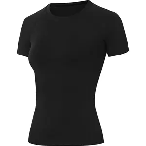 Compression Shirt Women Short Sleeve Workout Tops Athletic Gym Moisture Wicking Running Yoga Base Layer