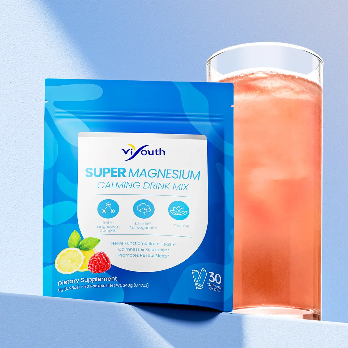 Viyouth 3-in-1 Calming Magnesium Drink Mix with Ashwagandha & GABA