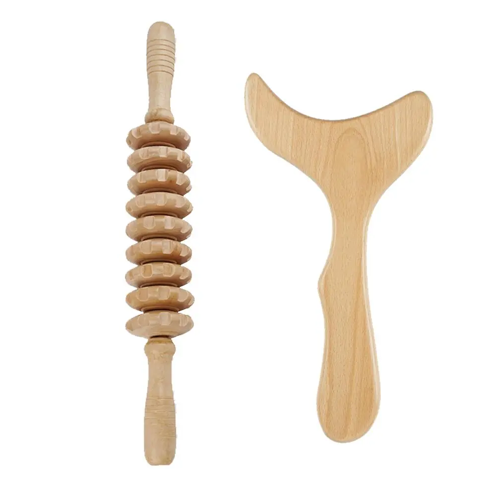 Wooden Massage Tool Set, 2 Counts/set Manual Massage Tool, Body Shaping Tool, Muscle Relaxation Tool, Body Care Tool, Suitable for Home and Professional Use, Back Scratcher, Back Massagers