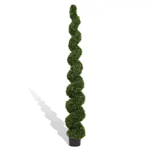 Artificial Spiral Boxwood Tree,210cm UV Resistant Outdoor Topiary Plant with Weighted Base(Pack of 1) Decor Decorative