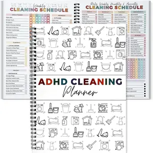 ADHD Cleaning Planner, Reusable adhd Cleaning Schedule & Checklist Organizer, Daily Weekly Monthly Household Management System for Home Chore Tracking & Stress-Free Organization