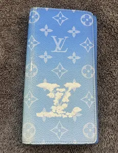 Pre-owned Louis Vuitton Canvas Small Leather Goods Clouds Brazza Wallet