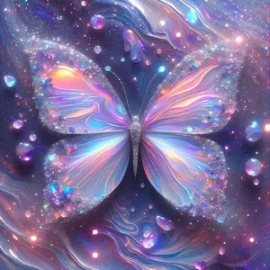 5D DIY Full Drill Round Diamond Painting - Diamond Art Kit Dreamy Butterfly Wings Mosaic, Canvas - DIY Wall Decor, Home Wall Decoration, Suitable for Halloween and Christmas, Birthday and Anniversary Gifts