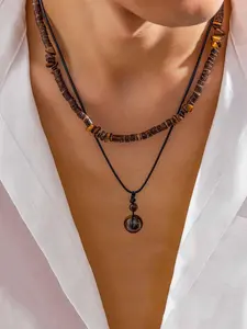 Boho Style Beaded Necklace & Pendant Necklace, Fashion Wooden Necklace Set for Party, Daily Clothing Decor, Trendy All-match & Exquisite Jewelry for Birthday Gift