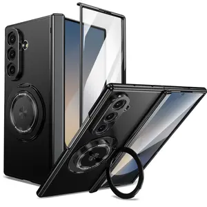 Premium Integrated Case & Film with 360° Rotating Bracket Magnetic Foldable Phone Case, compatible with Samsung Galaxy Z Fold 7, Z Fold 6, Z Fold 5, Z Fold 4 and Z Fold 3,front screen protector, shockproof protective cover
