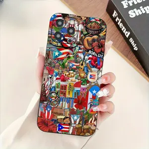 Puerto Rican Culture Vibrant Festive Red TPU-Polycarbonate Shockproof Case - Anti-Shock, Slim, Resistance & Protection Cover for iPhone 11/12/13/14/15/16 Pro Max Plus Mobile Phone Accessory