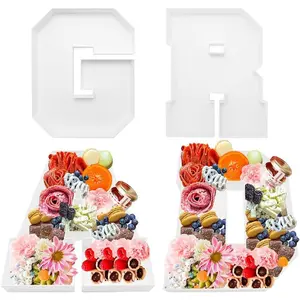 2026 Fillable Charcuterie Number Letter Reusable Serving Tray, Waterproof Food Dish, 10 inch, New Year Graduation Treat (Grad)