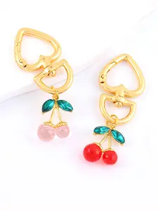 Multi-Color Cherry Pendant Heart Keychain, Simple Fashion Keychain, Suitable for Bag Key Accessories, Cute Style