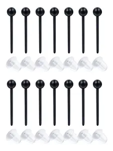 Bioflex Earrings for Sports and Work, 3mm Black Plastic Earrings for Sensitive Ears, Ear Piercing Retainers for Comfort and Style