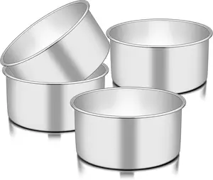 6 Inch Cake Pan, 6 x 3 Deep Round Cake Pan Tier Baking Pans Set Stainless Steel, For Baking Steaming Serving,  &  Free, Deep & Straight Size, Oven & Dishwasher Safe - Set of 4