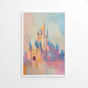 Pastel Castle Painting Poster, Fantasy Wall Art, Kid’s Room Poster, Playroom Wall Art, Magic Kingdom Poster, Nursery Wall Art