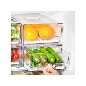 2 Pack Fridge Organizer, Stackable Refrigerator Organizer Bins, Reusable Food Storage Containers, Fridge Drawer Organizer In Home Kitchen, Barbecue Shop, Restaurant