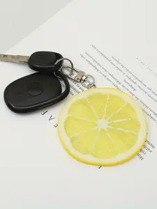 [Lemon Keychain] Creative Large Lemon Slice Keychain | Floating PVC Fruit Charm with Carabiner Clip, Alloy Bag Accessory for Sports Enthusiasts, Charming Accessory, Unique Floatation, Keyring Accessory