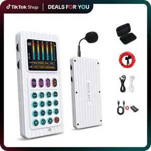 M01 portable MIXER, built-in microphone, suitable for outdoor singing/interviewing/teaching, 2 customizable effects, 4 voice changers, 64 tone styles, sing-along function，Outdoorfun