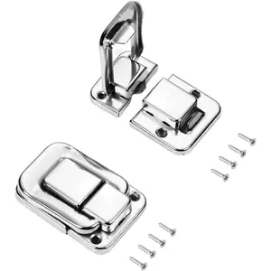 2Pcs Toggle Catch Lock 1.89" x 1.3" (LxW) Iron Hasp Latches Silver Modern Decorative Clasp with Mounting Screws for Jewelry Case Wooden Boxes Mailbox Chest Trunk Toolbox and Suitcase