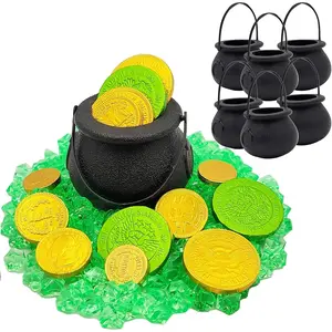Black Candy Cauldron Kettles, Party Decoration Supplies, St. Patrick's 3" Inches (6-Pack) Witch Cauldron, Candy Bucket, Cauldron Pot