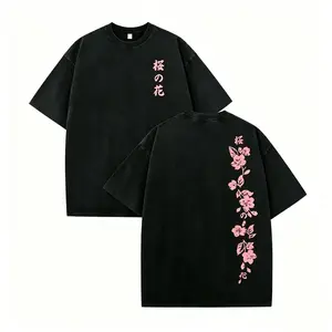 Retro Y2K tie-dye casual short-sleeved T-shirt with double-sided high-definition Japanese cherry blossom print. Made of 230g premium cotton, it's skin-friendly and breathable. Unisex street style Thanksgiving gift T-shirt.