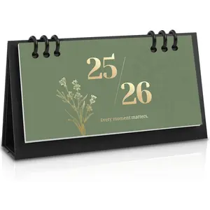 Small Desk Calendar 2025-2026, Desktop Calendar 24 Months - Runs From Jan. 2025 Until Dec. 2026, Mini Standing Flip Calendar for , School and Office Supplies, 6.3" x 3.1"