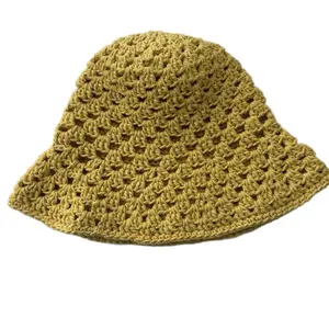 Unisex Handmade Crochet Granny Stitch Bucket Hat - Soft Cotton Yarn, Sun Protection Accessory