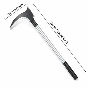22.4" Long Handle Sickle & Brush Axe, Heavy Duty Steel Clearing Machete for Gardening, Weeding, and Landscaping, Ergonomic Anti-Slip Grip