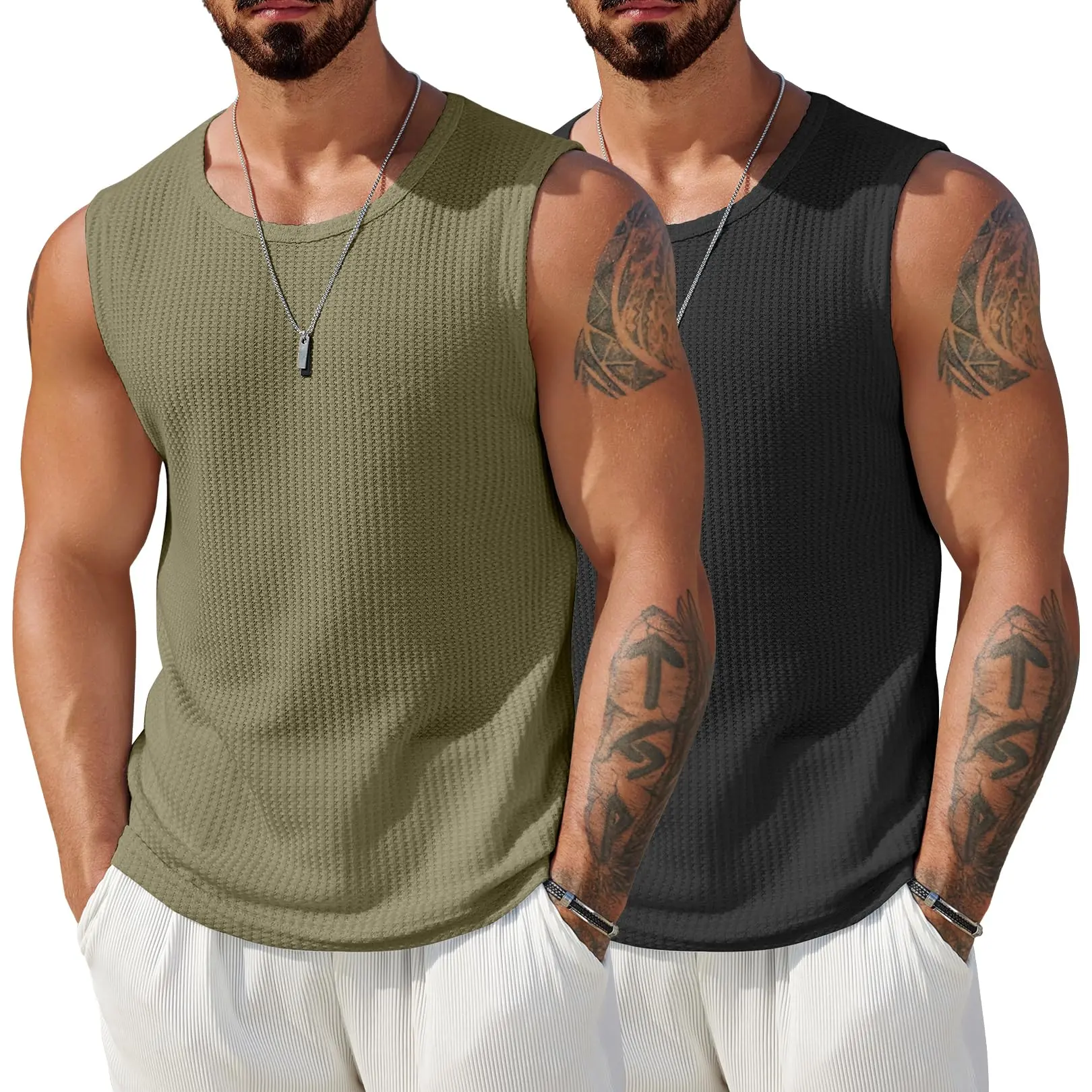 COOFANDY Mens Casual Tank Tops Waffle Knit Sleeveless Shirt Breathable Tank Shirts Summer Muscle Tee COOFANDY Mens Casual Tank Tops Waffle Knit Sleeveless Shirt Breathable Tank Shirts Summer Muscle Tee