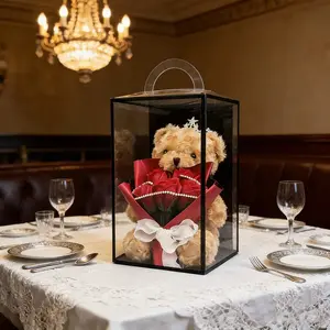 Cute Bear Doll Rose Teddy Bear Artificial Flower Bouquet, Adorable Stuffed Bouquet, Hug Flower Gift Box, Soft Cartoon Animal Plush Toy, Anniversary Birthday Mother's Day Valentine's Day Gift, Gift Package