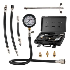 VEVOR Compression Tester Adapter Kit,  9 Pcs Automotive Engine Cylinder Leak Down Compression Test, Accurate Dual Scale Pressure Gauge 0-300 psi, with Long Reach Hoses and Case for Engine Cylinders