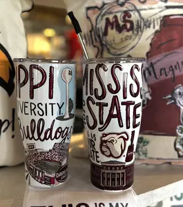 Mississippi State Icon Double Walled Insulated Tumbler with Straw