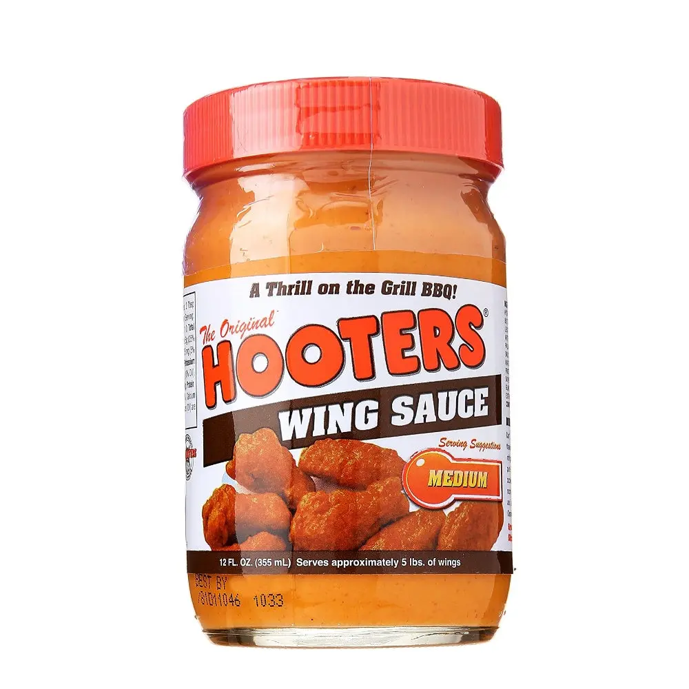 Hooters Wing Sauce Medium – Original Restaurant Flavor, 12 oz Jar, Perfect for Wings & Dipping