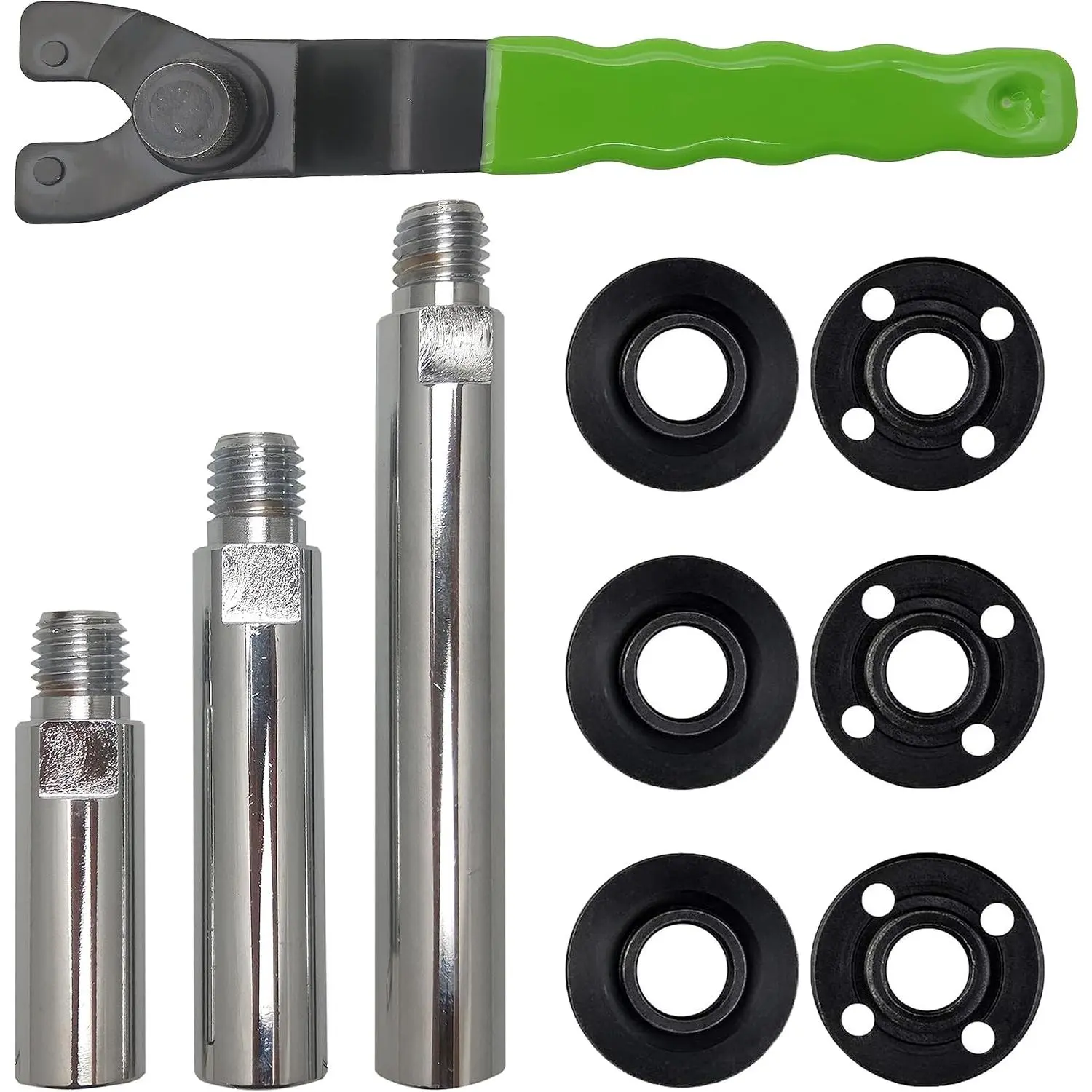 5/8"-11 Power Tools Angle Grinder Extension Shaft Connecting Rod Kit with Adjustable Spanner Wrench, Flange Nut, Car Polisher Airway Buff Extender, Rotary Extender (3", 4", 5.5")