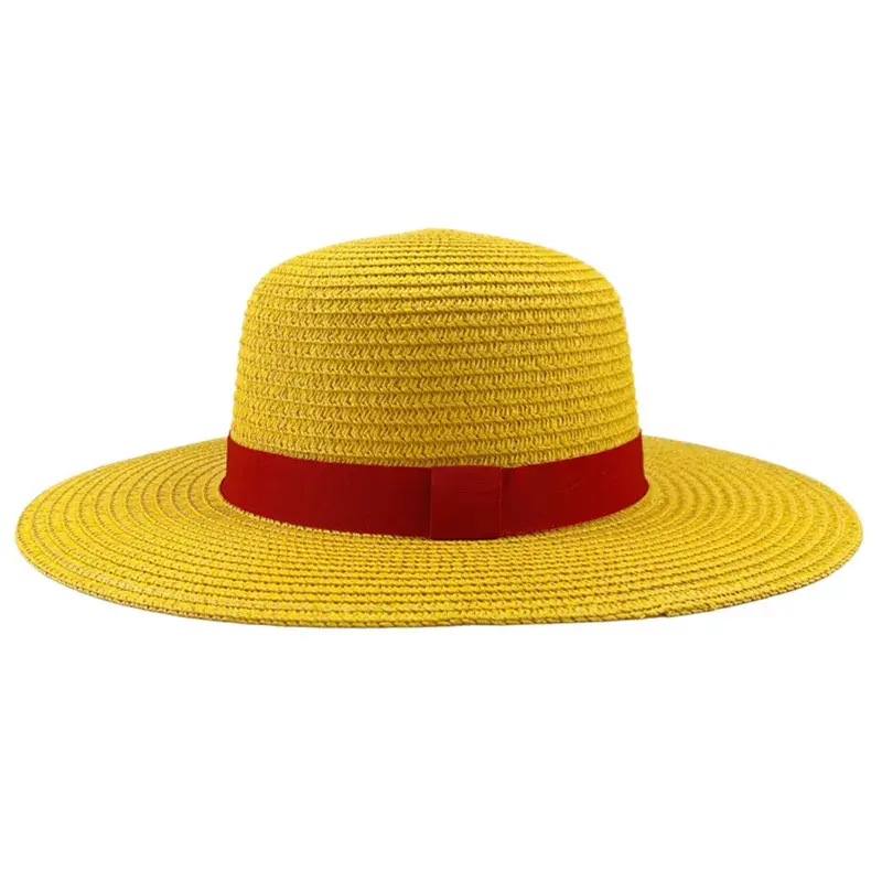 Brdwn Unisex Flat Straw Hat Neck String Cosplay Japanese Cartoon Props Hat